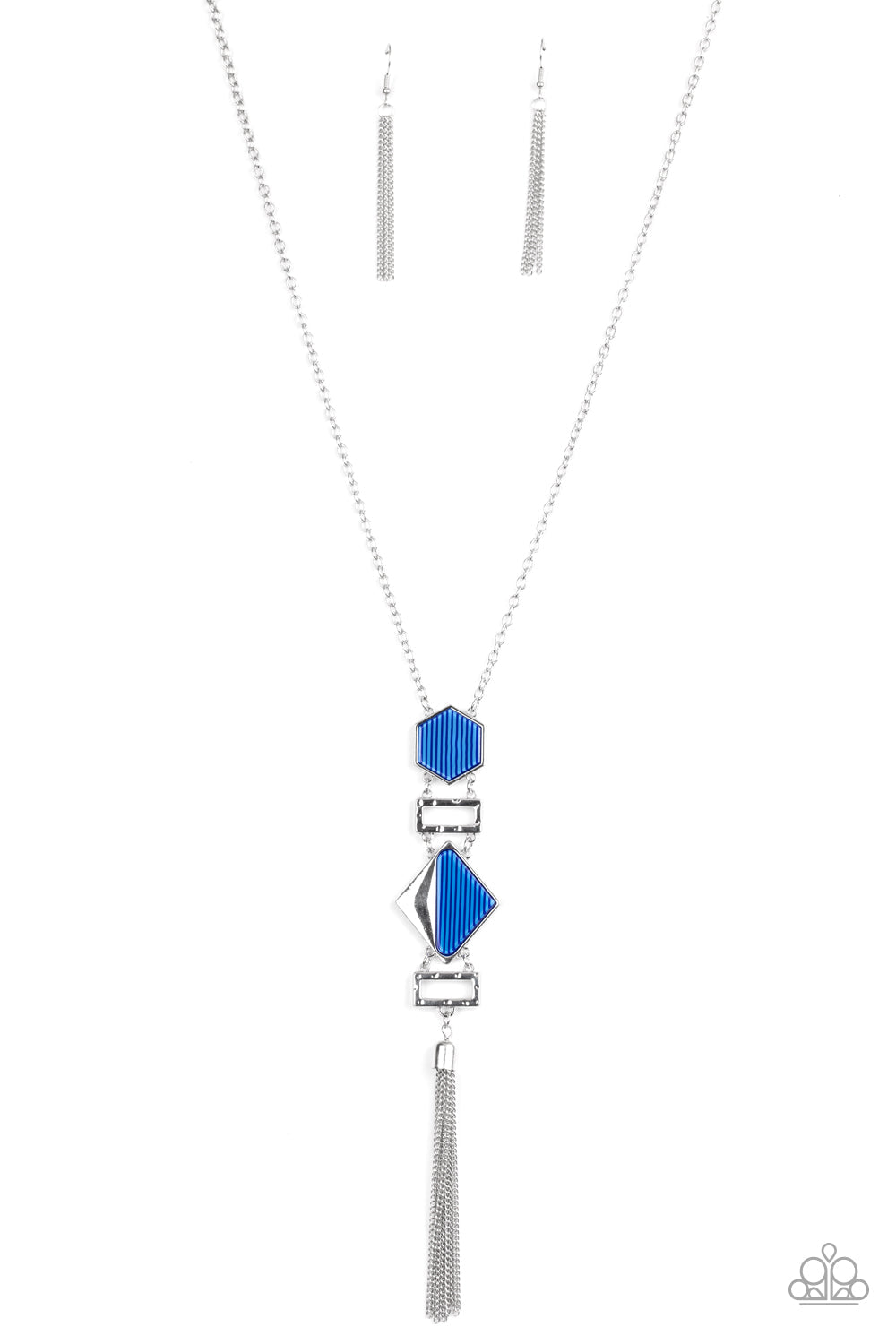 STRIPE Up a Conversation - Blue Paparazzi Accessories Necklace $5 Jewelry with Janet Morgan Necklaces