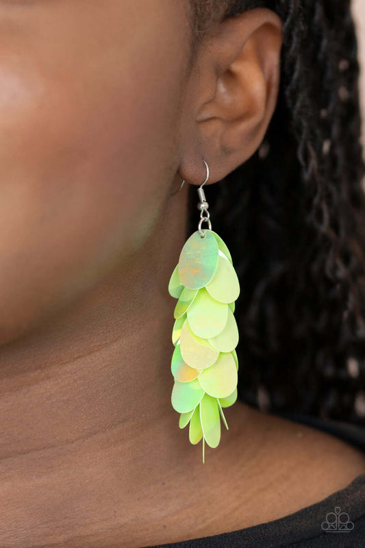 Stellar In Sequins - Paparazzi Accessories Green Earrings $5 Jewelry with Janet Morgan Earrings