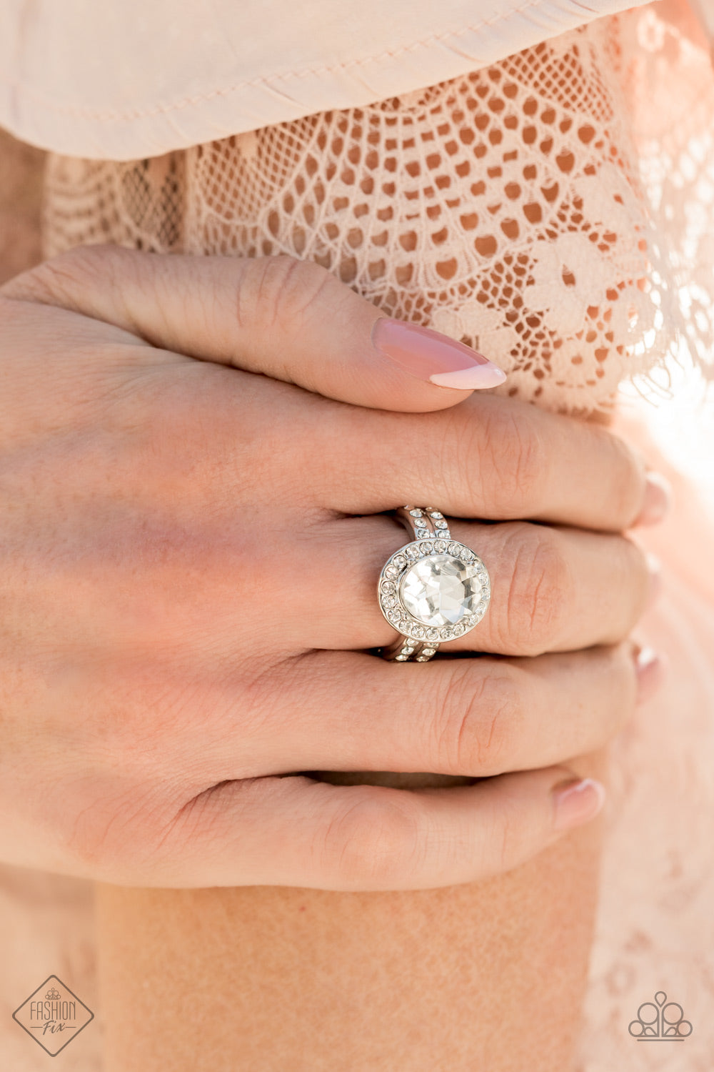 Unstoppable Sparkle - White Paparazzi Ring $5 Jewelry with Janet Morgan rings