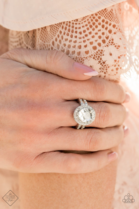 Unstoppable Sparkle - White Paparazzi Ring $5 Jewelry with Janet Morgan rings