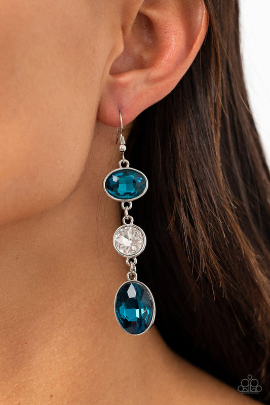 The GLOW Must Go On! - Blue Paparazzi Accessories Earrings $5 Jewelry with Janet Morgan Earrings