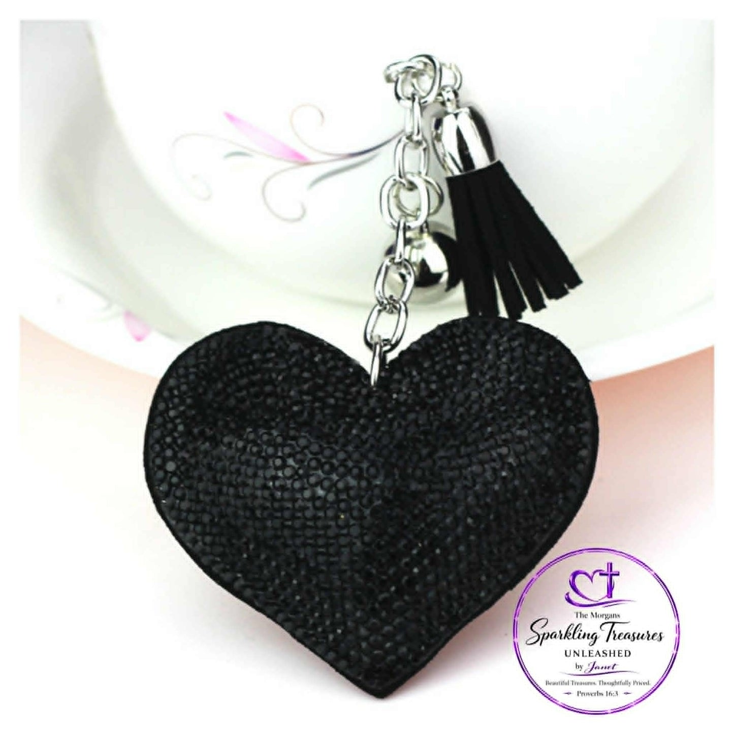 “Midnight Sparkle Heart” Keychain