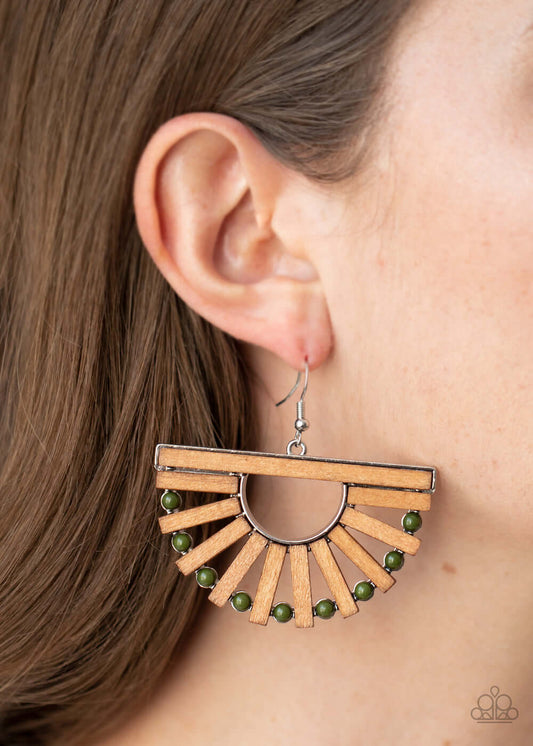 Wooden Wonderland - Green Paparazzi Accessories Earrings $5 Jewelry with Janet Morgan Earrings
