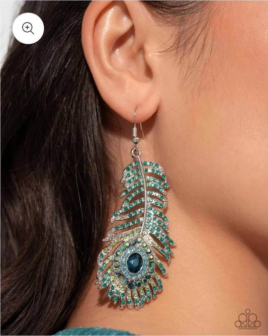 Life of the Party Paparazzi Peacock Earrings Accessories,earrings,Life of the Party Exclusive,Multicolor,Silver Accents