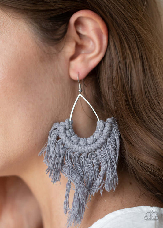 Wanna Piece Of MACRAME? - Silver Paparazzi Accessories Earrings $5 Jewelry with Janet Morgan Earrings