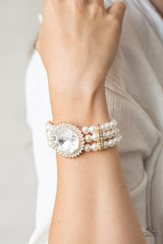 Speechless Sparkle - Gold Paparzzi Accessories Bracelet $5 Jewelry with Janet Morgan Bracelets