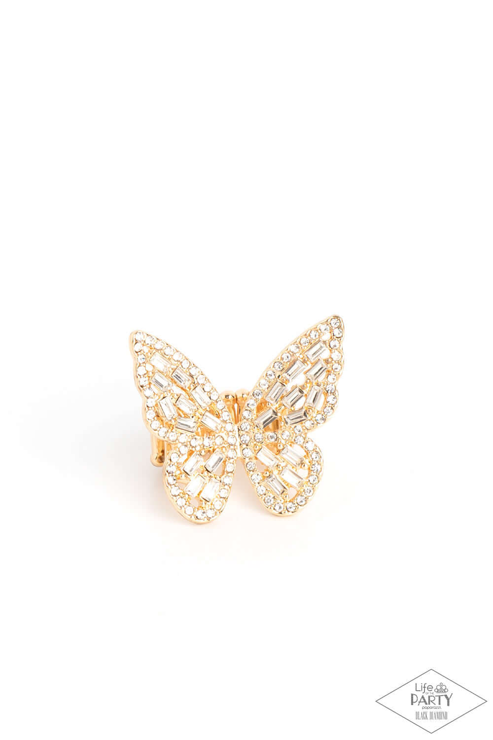 Flauntable Flutter - Gold Paparazzi Accessories Ring $5 Jewelry with Janet Morgan rings