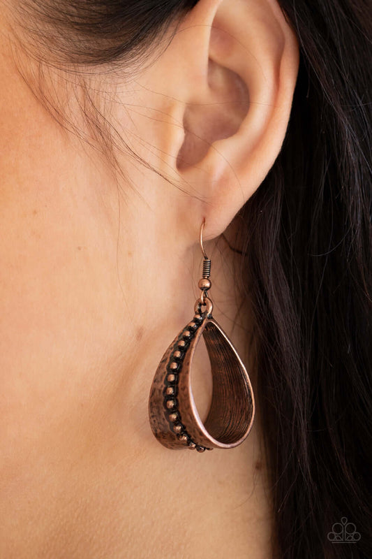 STIRRUP Some Trouble - Copper Paparazzi Accessories Earrings $5 Jewelry with Janet Morgan Earrings