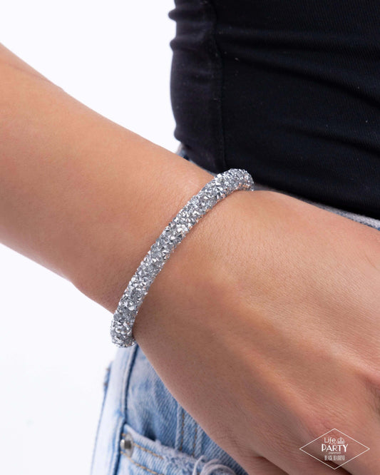 Roll Out The Glitz - Silver Paparazzi Coil Bracelet Accessories,Bracelet
