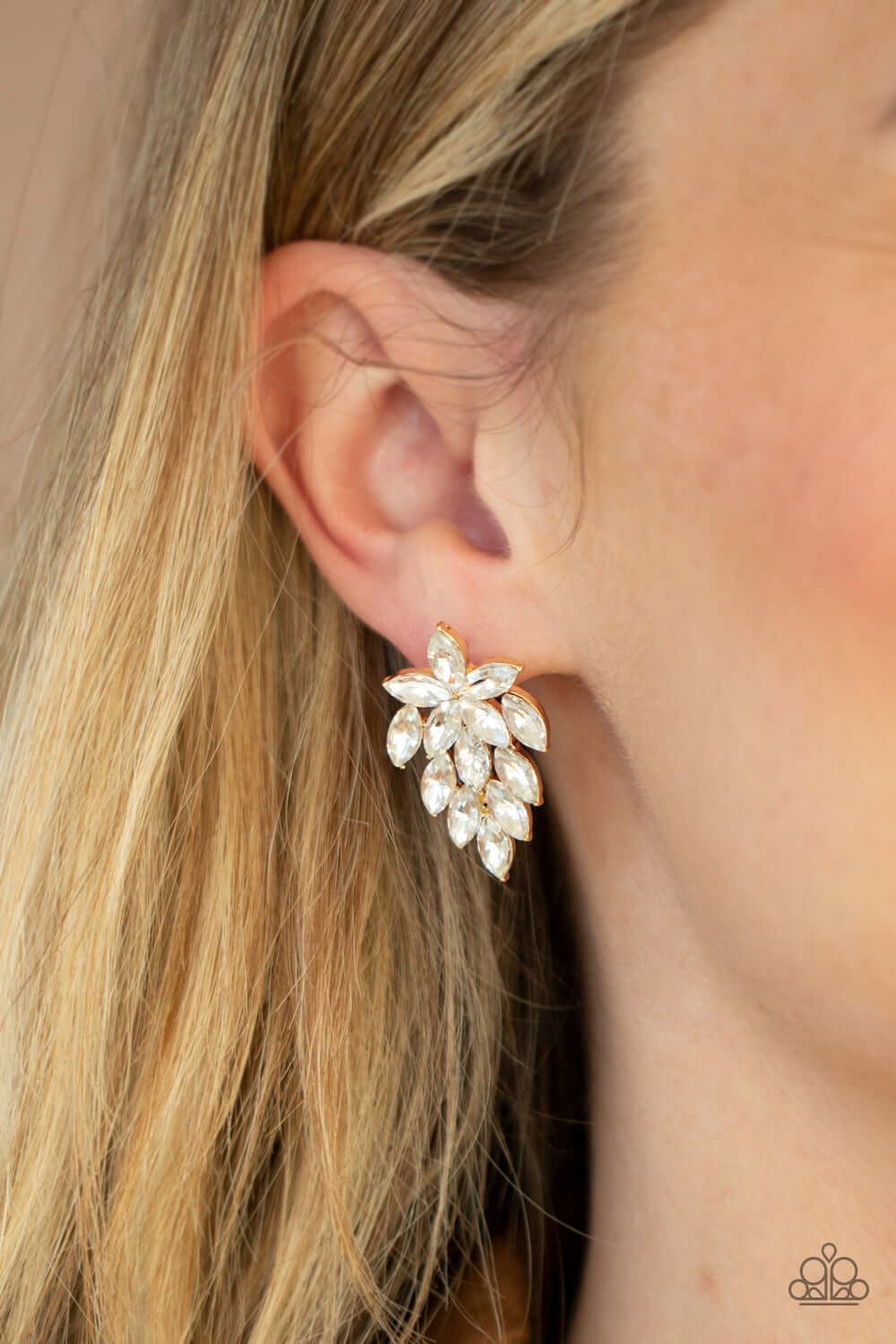 They See Me Glowin - Gold Paparazzi Accessories Earrings $5 Jewelry with Janet Morgan Earrings