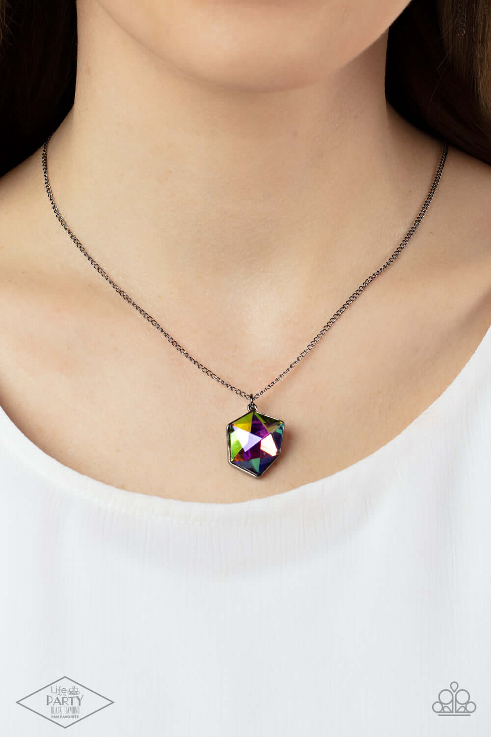 Stellar Serenity - Multi Oil Spill Gunmetal Paparazzi Necklace $5 Jewelry with Janet Morgan Necklace
