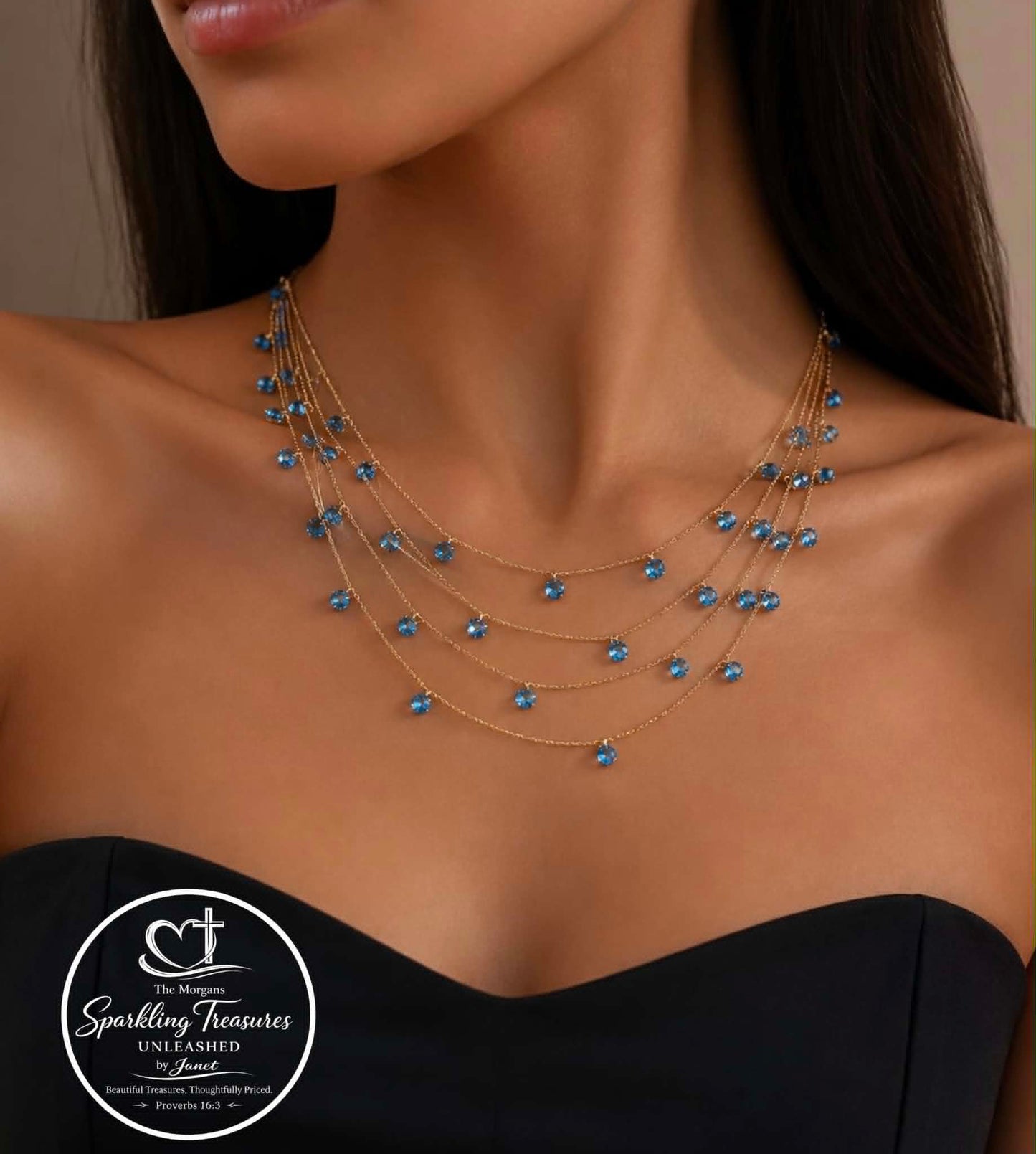 Ocean Breeze Cascade Necklace Blue