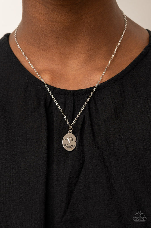 They Call Me Mama - Silver Paparazzi Accessories Necklace $5 Jewelry with Janet Morgan Necklaces