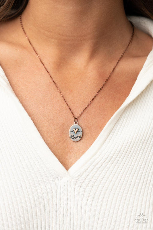 They Call Me Mama - Copper Paparazzi Accessories Necklace $5 Jewelry with Janet Morgan Necklaces