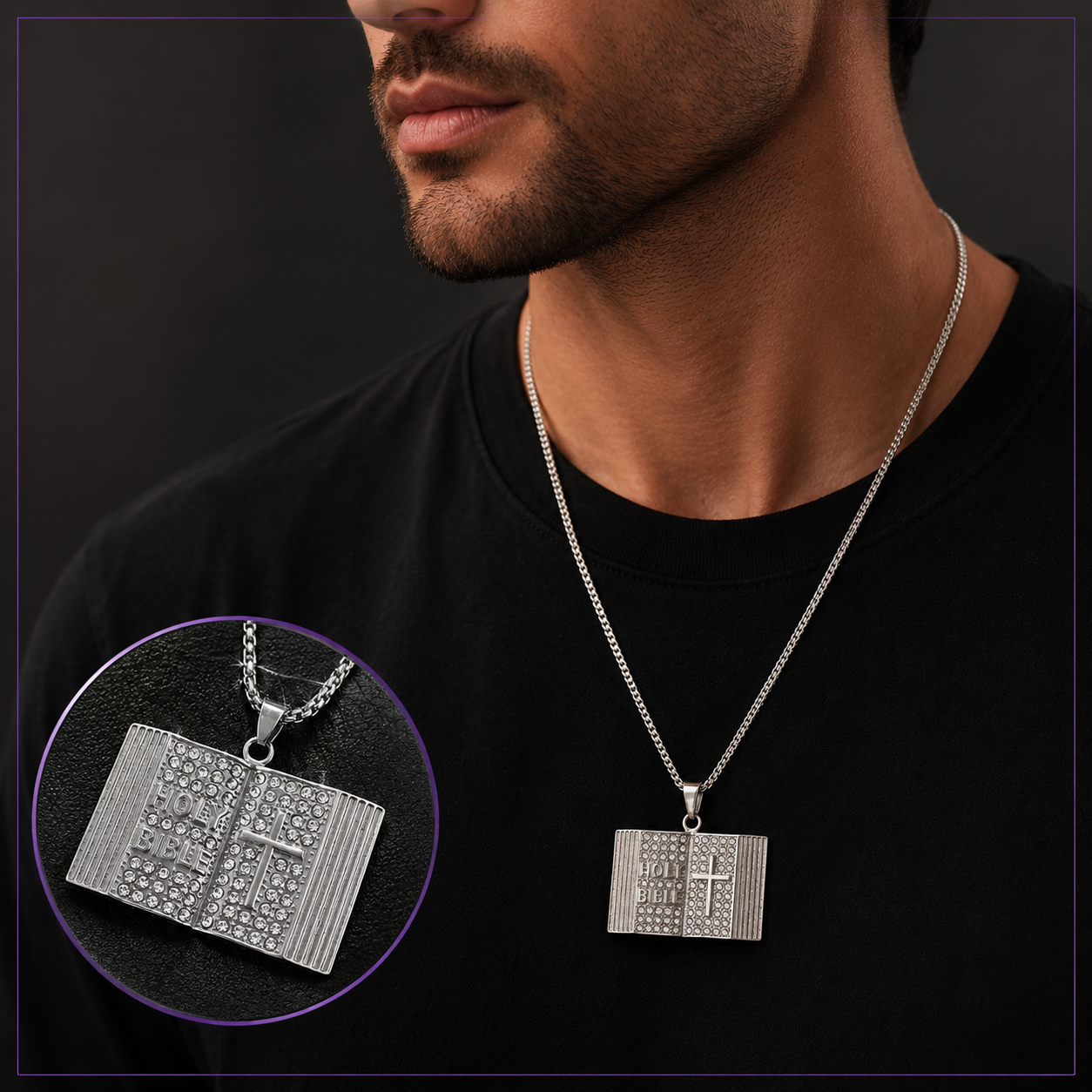 Faithful Word Bible Silver Pendant Necklace
