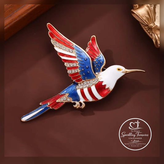 Stars of Freedom Hummingbird Brooch