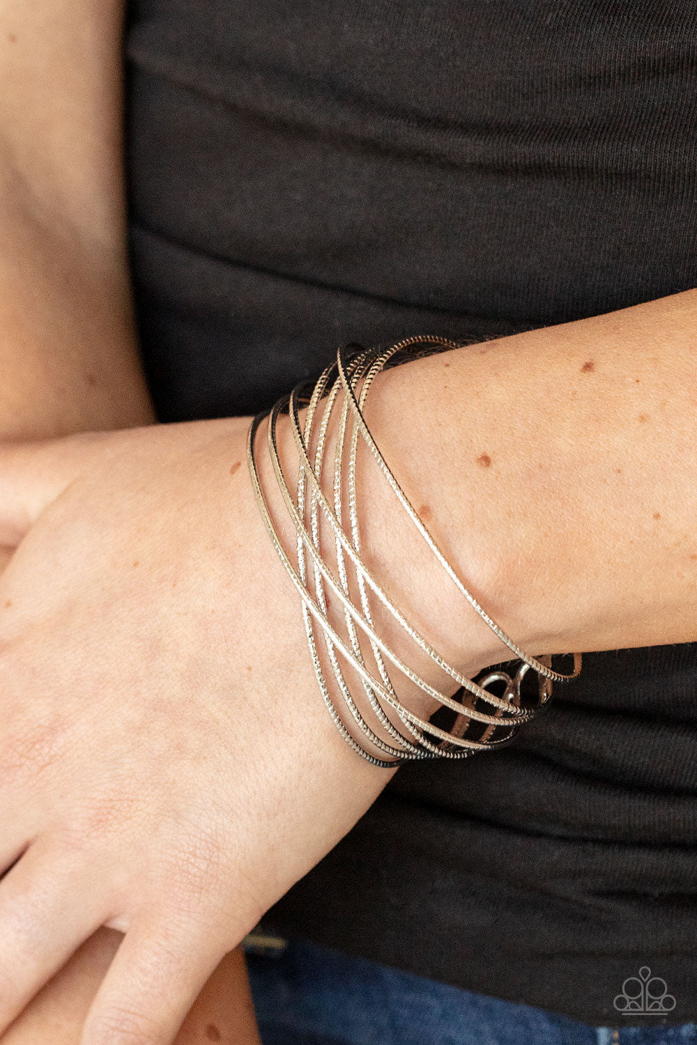 Strike Out Shimmer - Paparazzi Accessories Silver Bracelet $5 Jewelry with Janet Morgan Bracelets