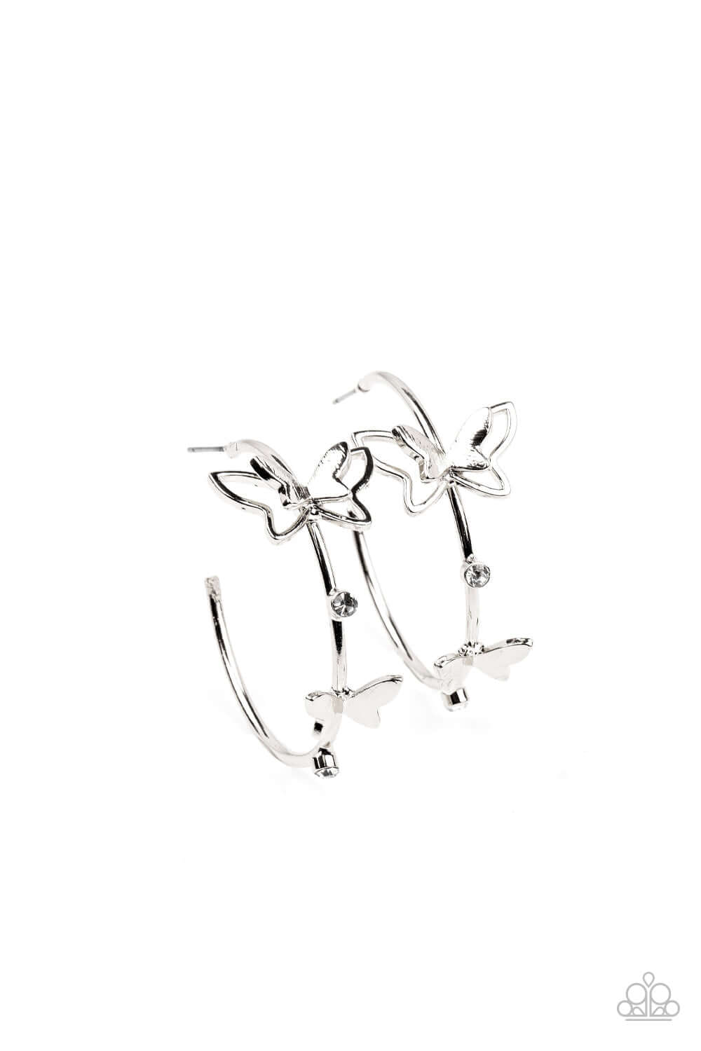 TMST Bling Full Out Flutter - White Paparazzi Butterfly Earring