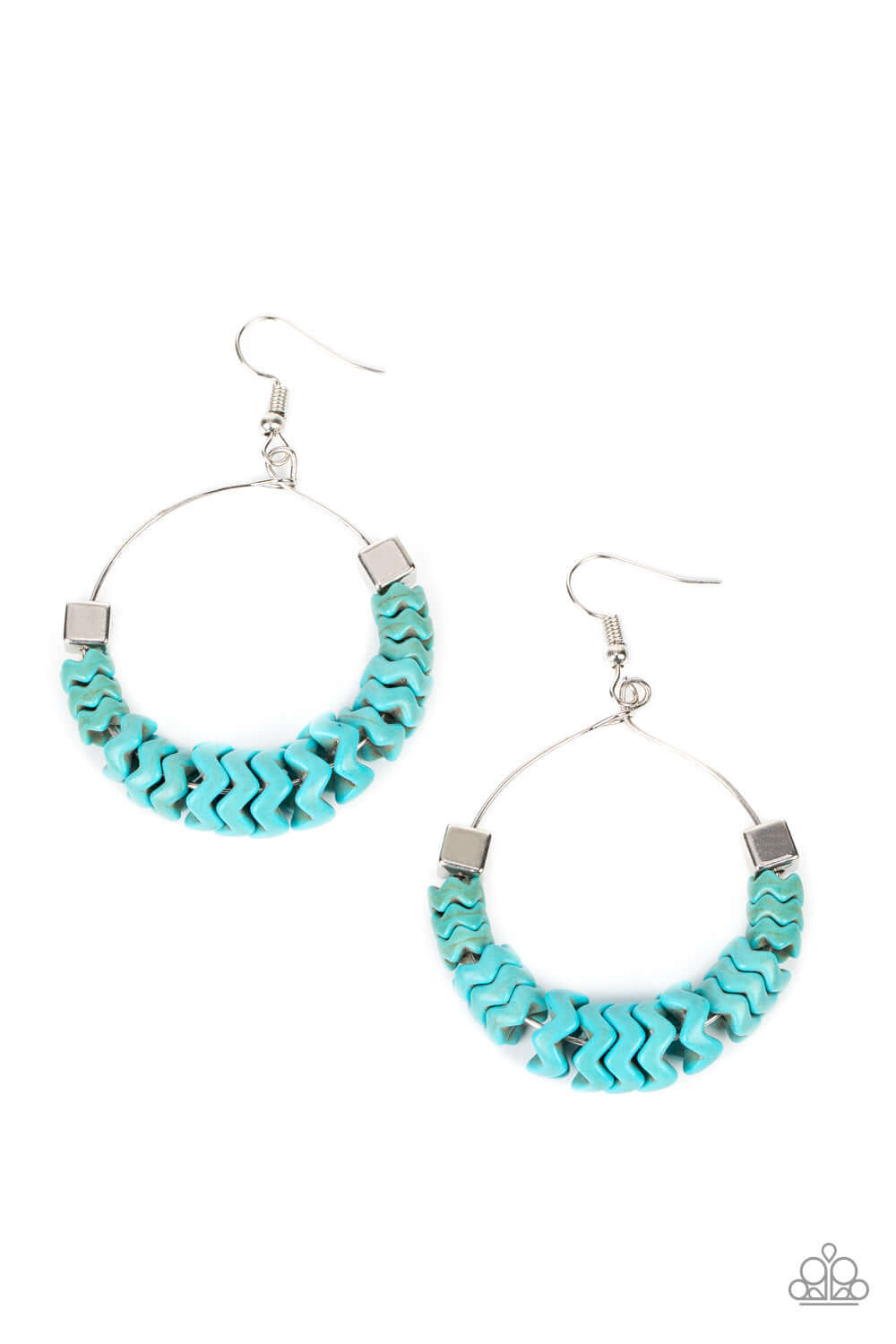 Capriciously Crimped - Blue - Paparazzi Accessories Earrings $5 Jewelry with Janet Morgan EARRINGS