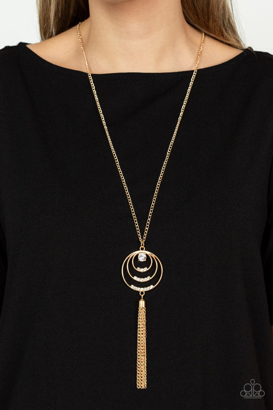 Spiraling Sparkle - Gold Paparazzi Accessories Necklace $5 Jewelry with Janet Morgan Necklaces