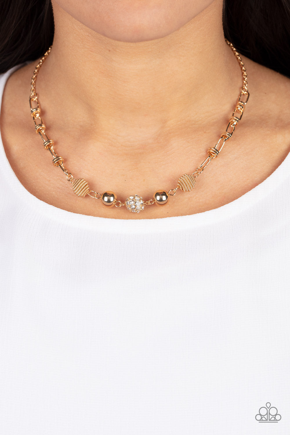Taunting Twinkle - Paparazzi Accessories Gold Necklace $5 Jewelry with Janet Morgan Necklaces