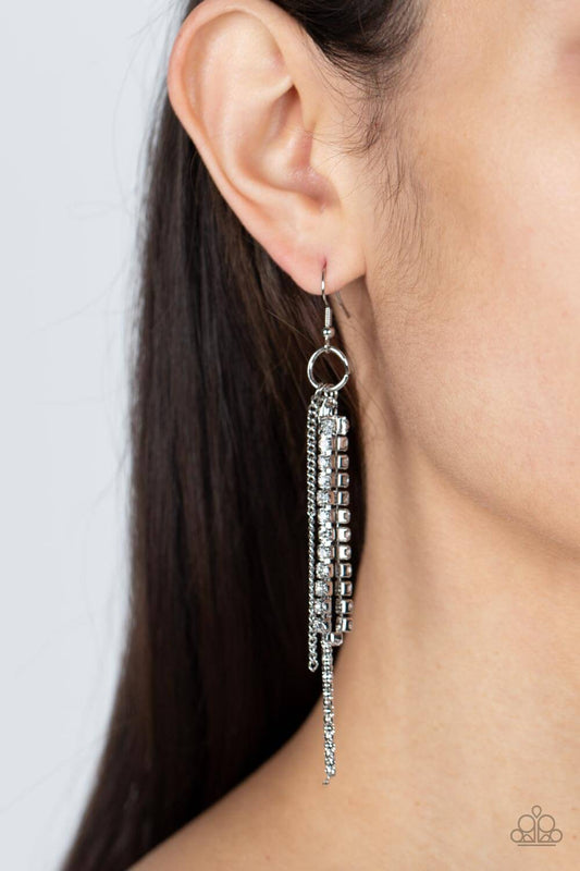 Swing Dance Dazzle - White Paparazzi Accessories Earrings $5 Jewelry with Janet Morgan Earrings