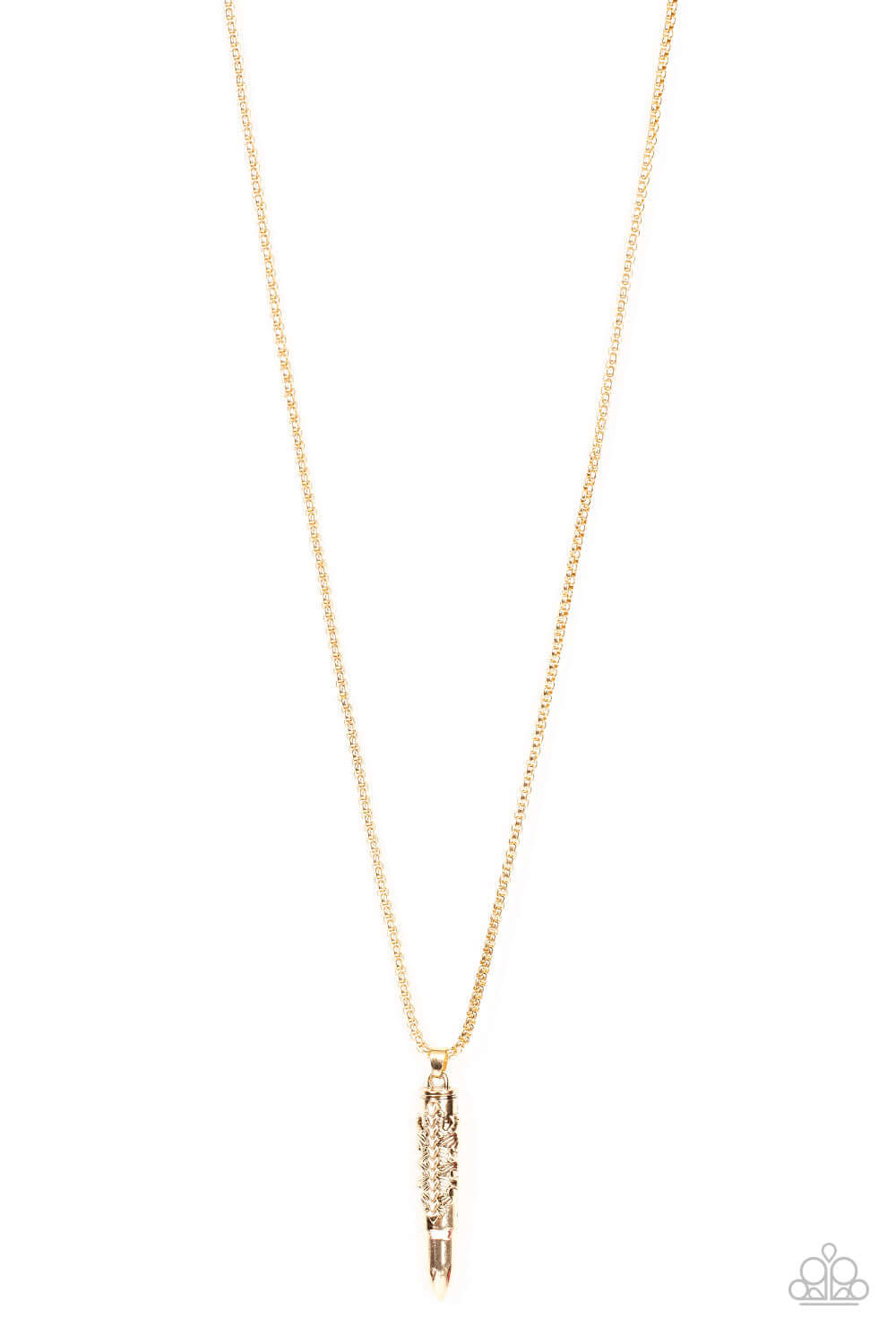 Mysterious Marksman - Gold Paparzzi Accessories Necklace $5 Jewelry with Janet Morgan Necklace