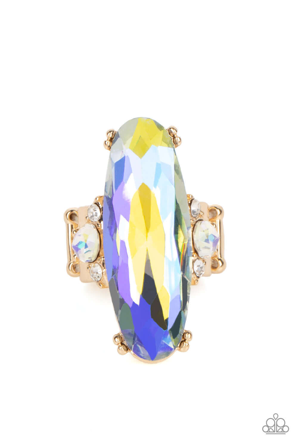 Interdimensional Dimension - Gold Paparazzi Accessories Ring $5 Jewelry with Janet Morgan rings