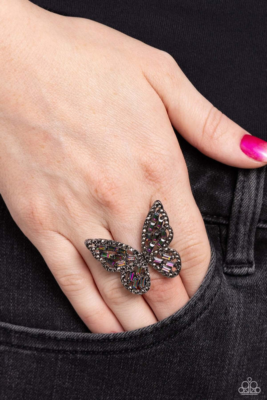 Flauntable Flutter - Multi Paparazzi Butterfly Ring $5 Jewelry with Janet Morgan rings