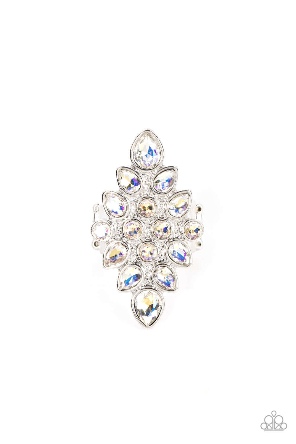 Combustible Iridescence - Paparazzi Accessories White Ring $5 Jewelry with Janet Morgan rings