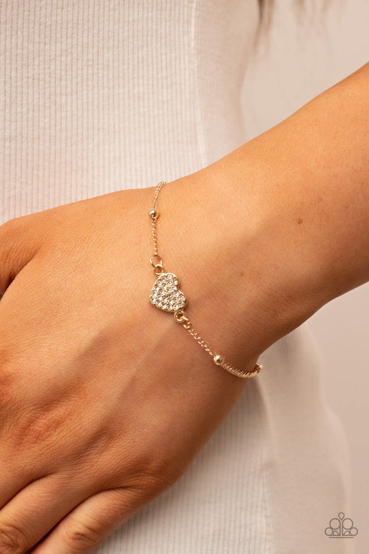 Heartachingly Adorable - Paparazzi Accessories Gold Bracelet $5 Jewelry with Janet Morgan Bracelets