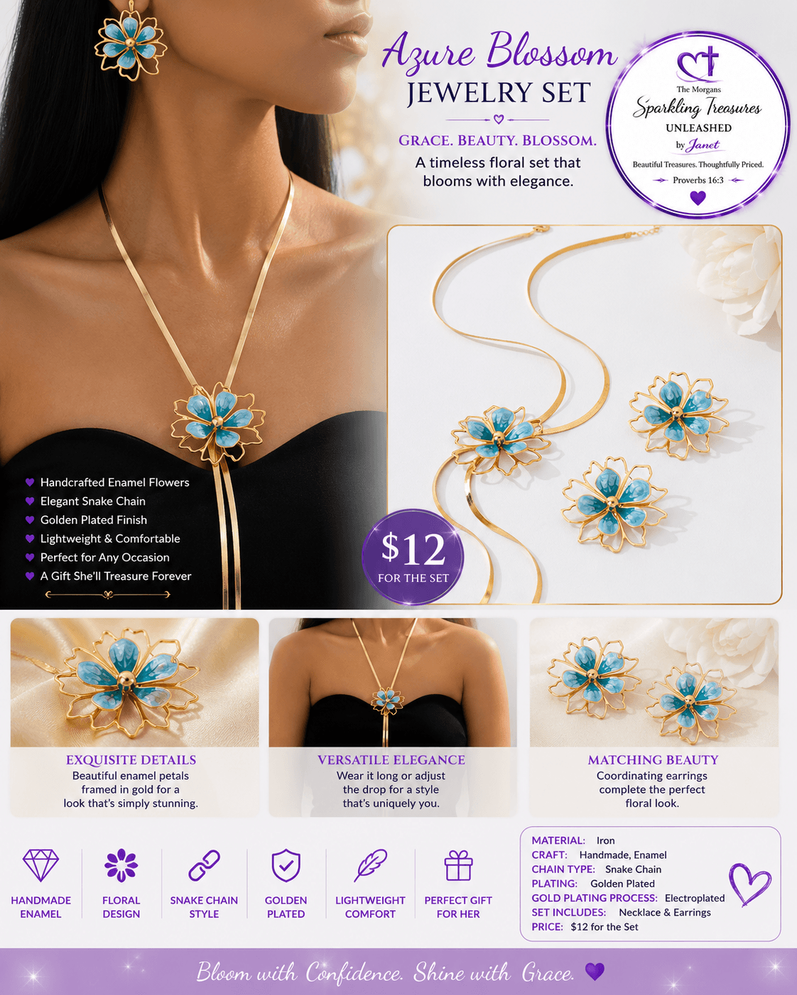 Azure Blossom Cascade™ Jewelry Set Blue Accessories,UNLEASHED COLLECTION