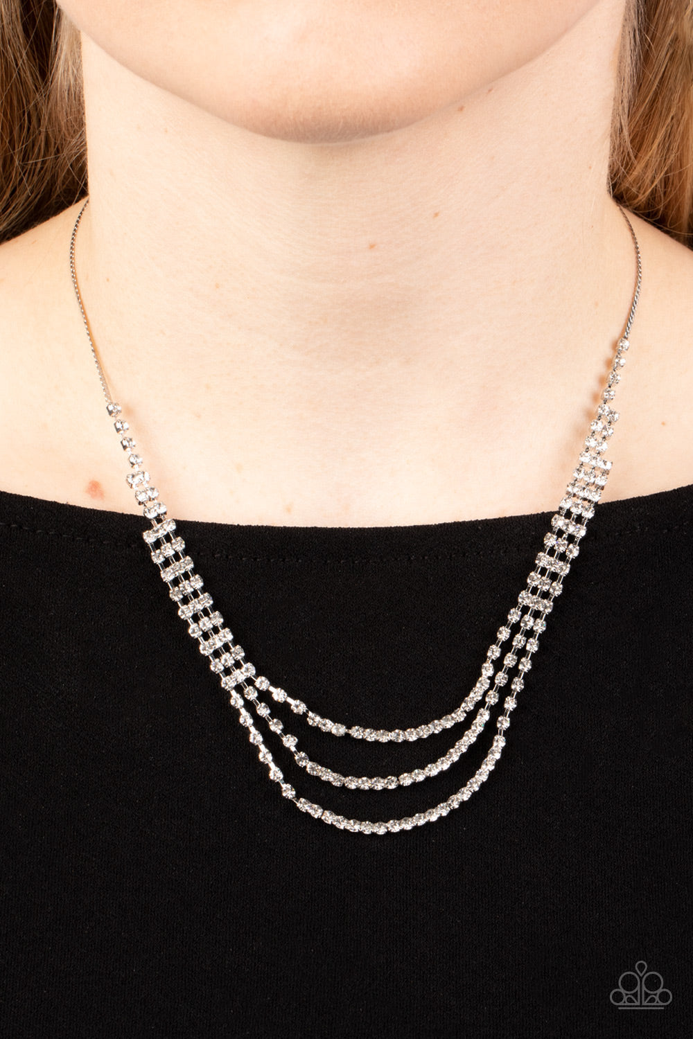 Surreal Sparkle - Paparazzi Accessories White Necklace $5 Jewelry with Janet Morgan Necklace