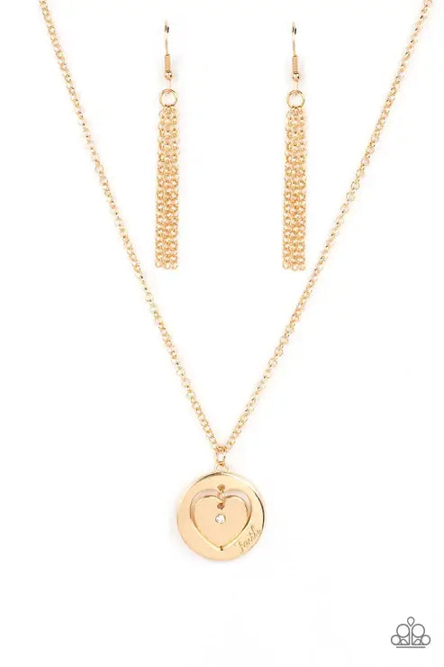 Paparazzi Heart Full of Faith - Gold Necklace Accessories,Faith,Gold,Hearts,Necklace,Short Necklace