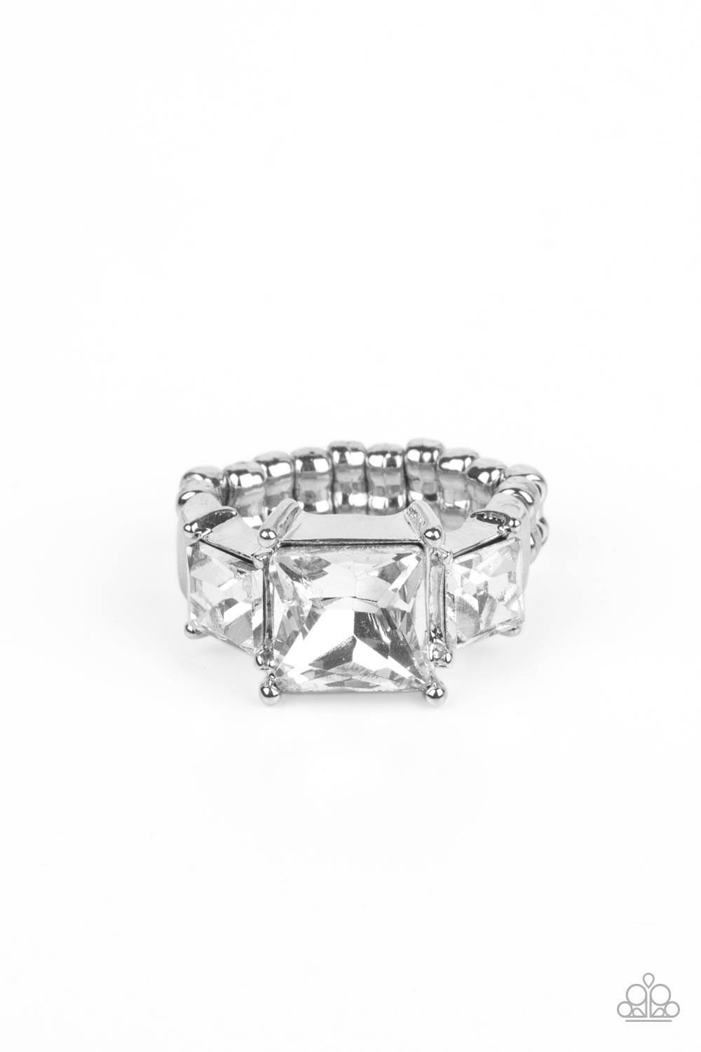 Treasured Twinkle - White Paparazzi Accessories Ring $5 Jewelry with Janet Morgan rings