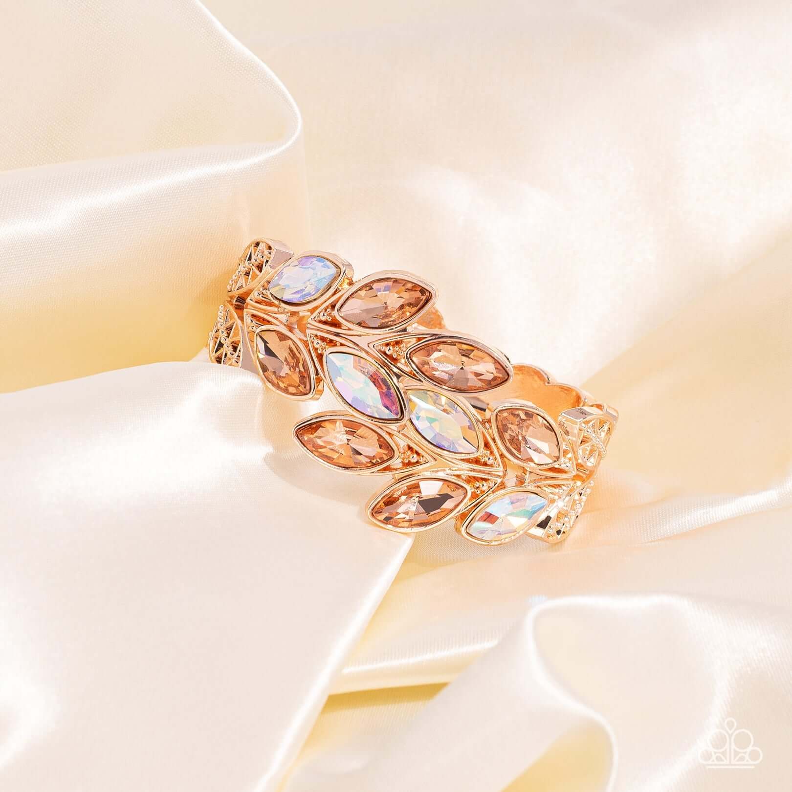 Luminous Laurels - Rose Gold Paparazzi Life of the Party Bracelet $5 Jewelry with Janet Morgan Bracelets