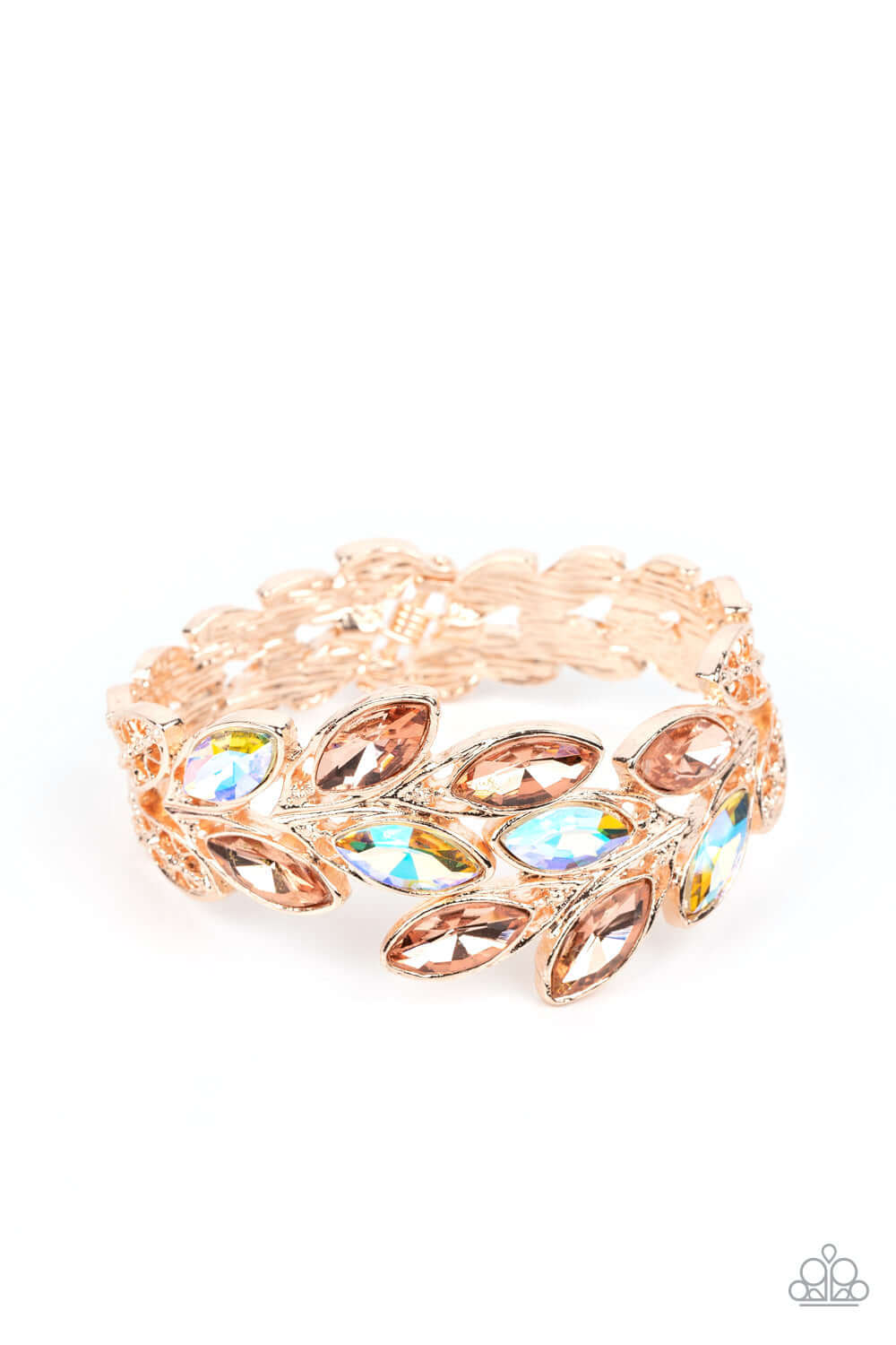 Luminous Laurels - Rose Gold Paparazzi Life of the Party Bracelet $5 Jewelry with Janet Morgan Bracelets