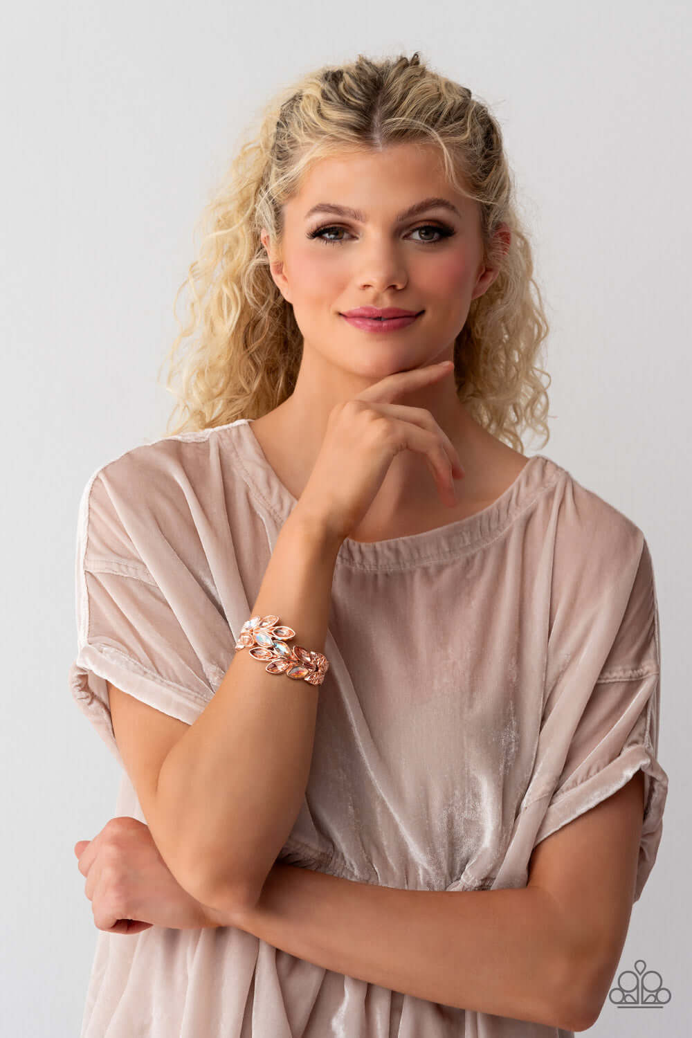 Luminous Laurels - Rose Gold Paparazzi Life of the Party Bracelet $5 Jewelry with Janet Morgan Bracelets