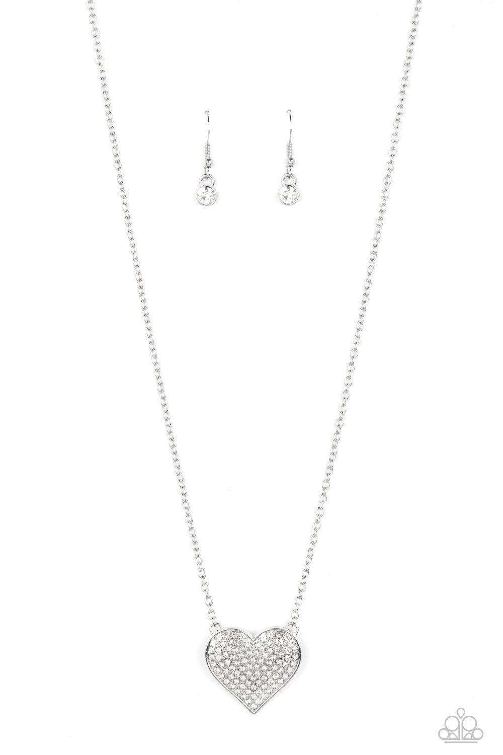 Spellbinding Sweetheart - White Paparazzi Accessories Necklace $5 Jewelry with Janet Morgan Necklace