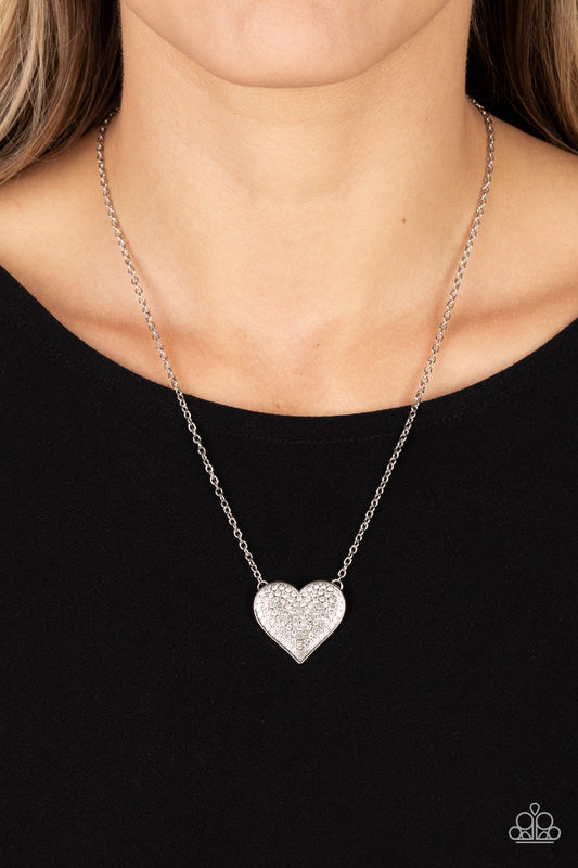 Spellbinding Sweetheart - White Paparazzi Accessories Necklace $5 Jewelry with Janet Morgan Necklace