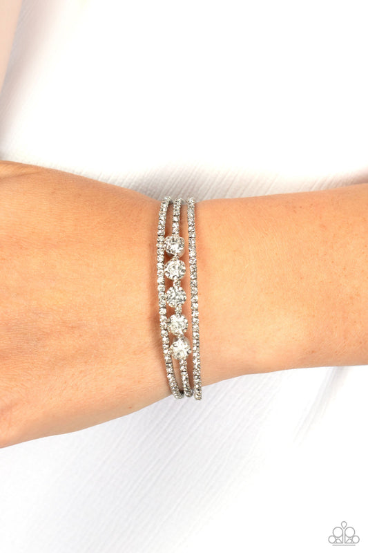 Lucid Layers - White Paparazzi Accessories Bracelet $5 Jewelry with Janet Morgan Bracelets