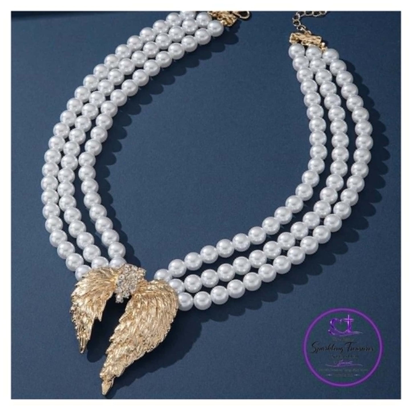 Heavenly Grace Pearl Wing Necklace