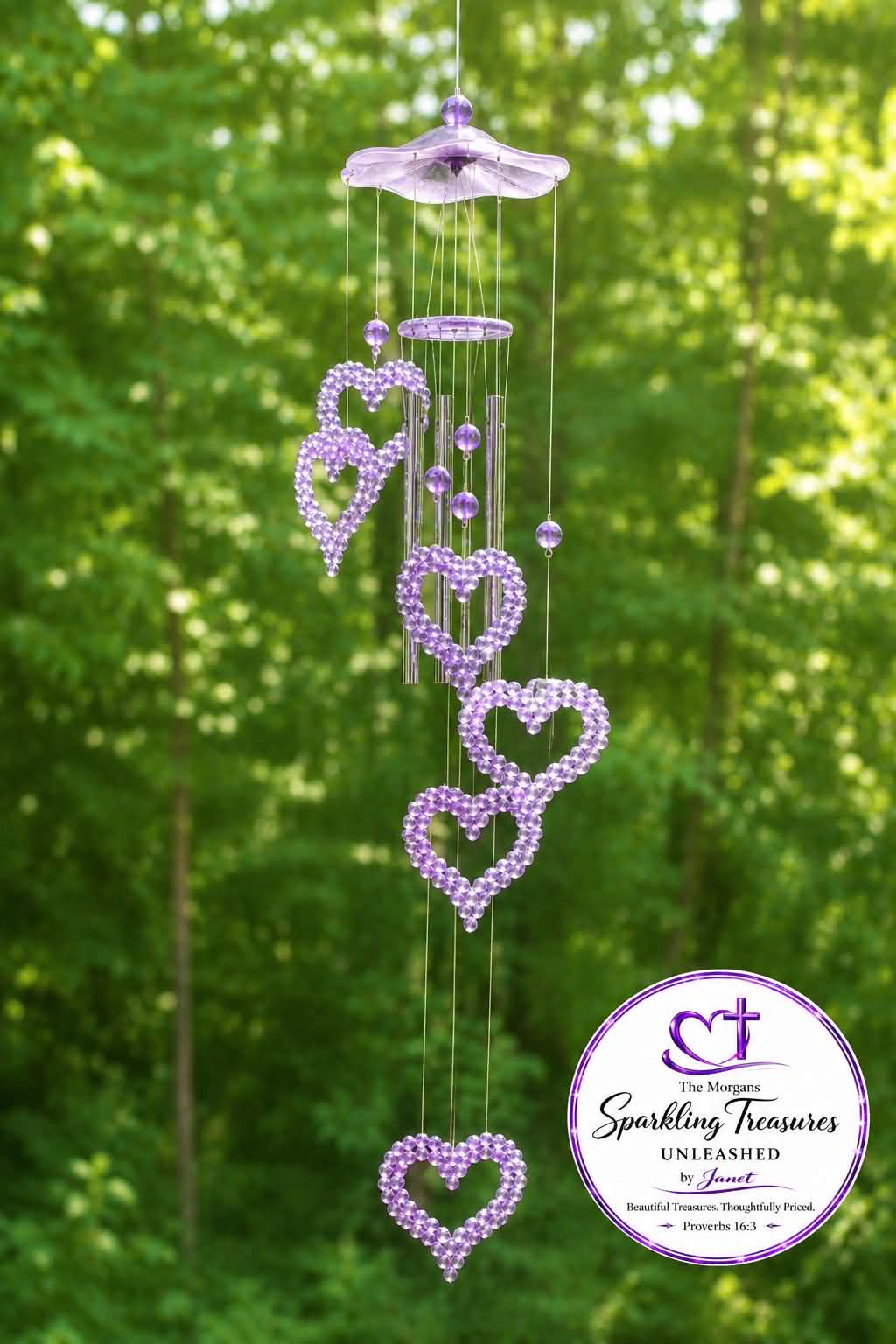 Hearts of Grace™ Crystal Wind Chime (Stand Not Included)