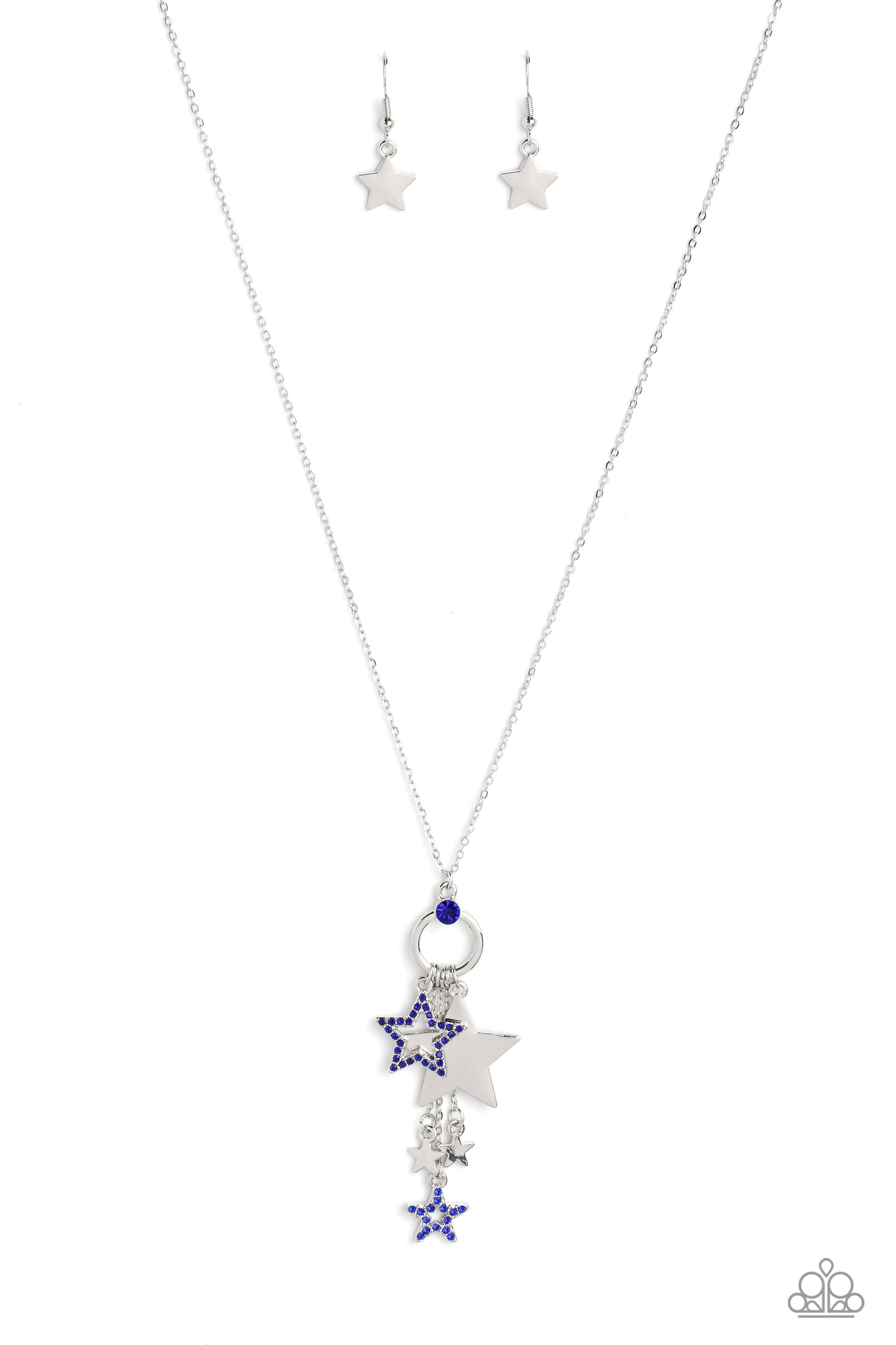 Starry Statutes - Blue Paparazzi Necklace with Stars $5 Jewelry with Janet Morgan Necklaces