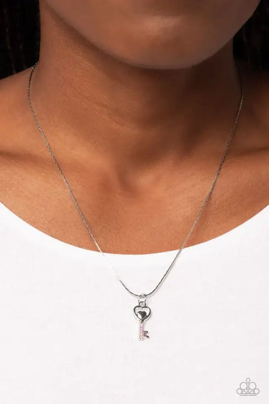 Paparazzi Necklace ~ LOVE-Locked - Multi Accessories,Inspirational,Iridescence,Multicolor,Necklace,Short Necklace
