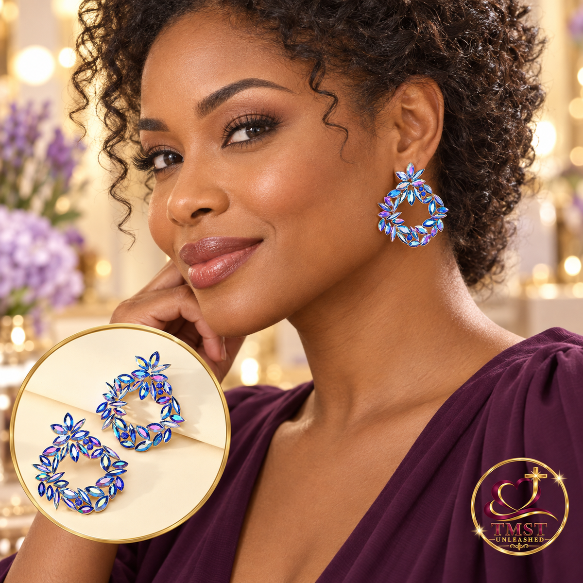 Blue Halo™ Rhinestone Earrings