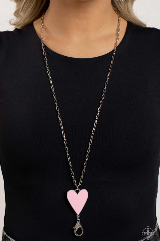 Subtle Soulmate - Pink Paparazzi Heart Necklace Lanyard $5 Jewelry with Janet Morgan Necklaces