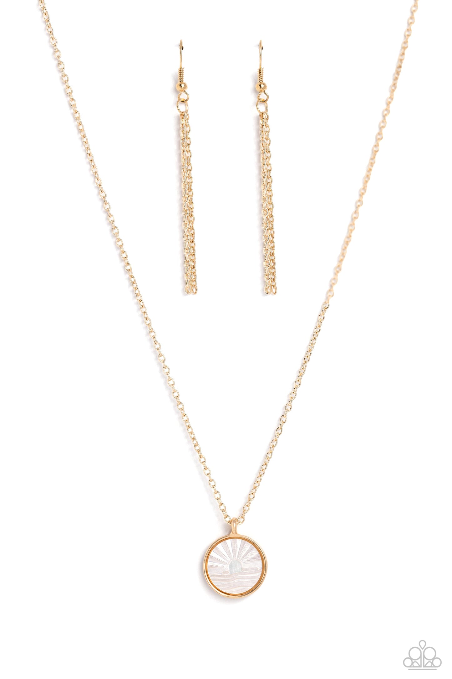 Seize the Sunset - Gold Necklace with Shell Like pendent $5 Jewelry with Janet Morgan Necklaces