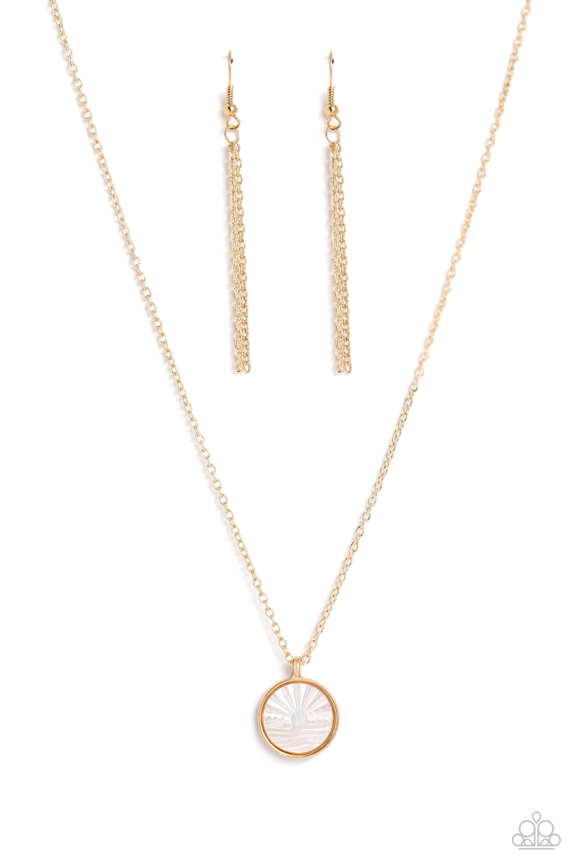 Seize the Sunset - Gold Necklace with Shell Like pendent $5 Jewelry with Janet Morgan Necklaces