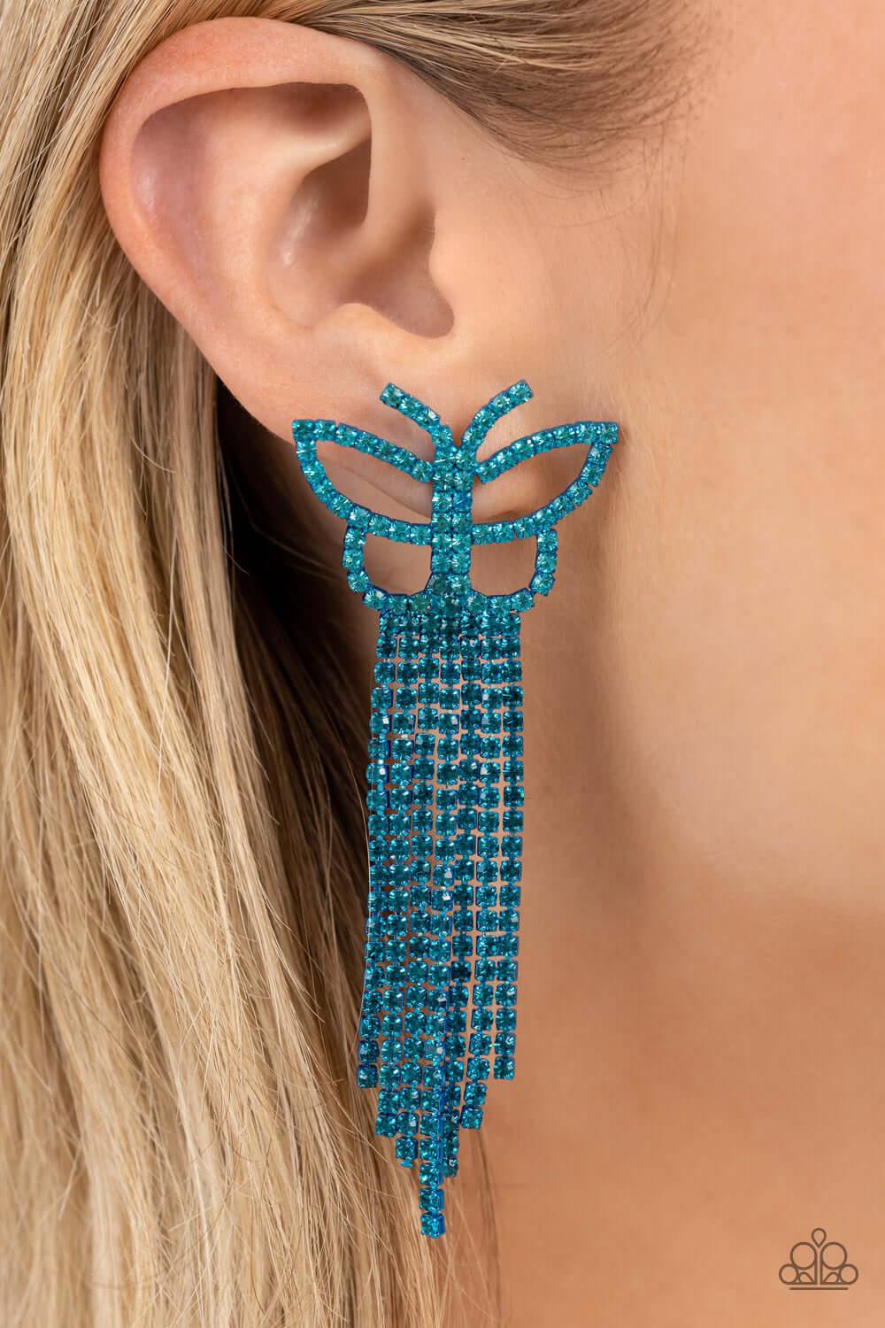 Billowing Butterflies - Blue Paparazzi Life of the Party Earrings $5 Jewelry with Janet Morgan Earrings